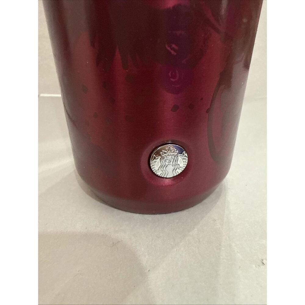 Starbucks Rare Holiday Plum Maroon Floral Insulated Hot Mug Tumbler 16oz New - Picture 3 of 8
